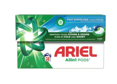 Detergent de rufe - Detergent capsule Ariel 3 in1 Pods Alpine, 38 spalari