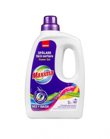 Detergent de rufe - Detergent de rufe Sano Maxima Power Gel Mix & Wash, 60 spalari, 3 L