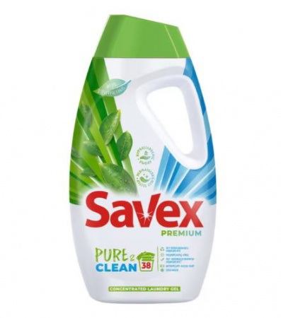 Detergent de rufe - Detergent lichid Savex Pure & Clean, 38 spalari, 1.71 L