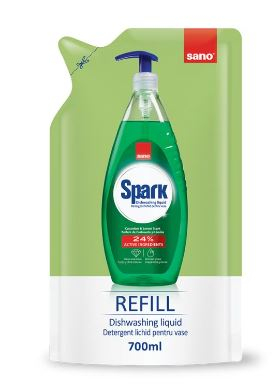 Detergenti vase - Rezerva detergent vase Sano Spark de castravete si lamaie, 700 ml