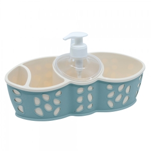 Accesorii baie si bucatarie - Dispenser detergent vase si suport bureti, vernil, Rock