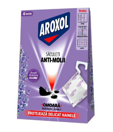 Insecticide - Saculeti anti-molii cu parfum de lavanda, Aroxol, 4 buc