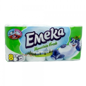 Hartie igienica - Hartie igienica Emeka, 3 straturi, 8 role, Mountain Fresh