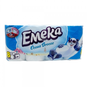 Hartie igienica - Hartie igienica Emeka, 3 straturi, 8 role, Ocean Breeze