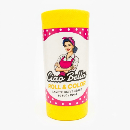 Lavete de bucatarie - Lavete universale pe rola, Ciao Bella, 50 buc, galben