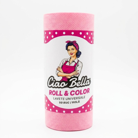 Lavete de bucatarie - Lavete universale pe rola, Ciao Bella, 50 buc, rosu