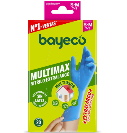 Manusi medicale - Manusi nitril Multimax, albastre, S-M, 20 buc/ set