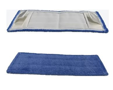 Rezerve Mop Plate - Mop plat din microfibra cu urechi si buzunare, albastru,  40 cm
