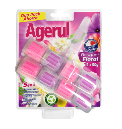 Odorizante baie - Odorizant solid pentru vasul toaletei Duo Pack, Agerul Bouquet Floral 2 x 50g