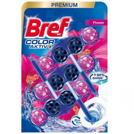 Odorizante baie si toaleta - Odorizant toaleta Bref Power Color Aktiv Flower, 3x50 g