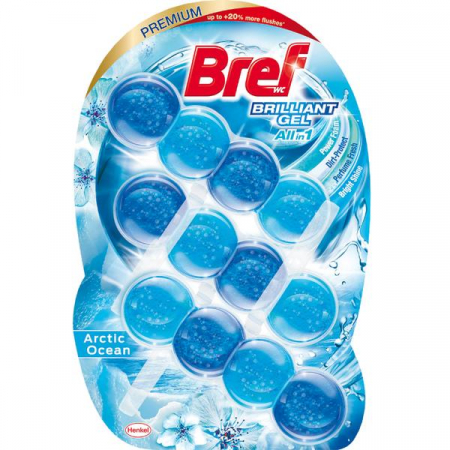 Baie si toaleta - Odorizant toaleta gel Bref Brilliant, Arctic Ocean, 3*42 g