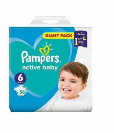 Ingrijire bebelusi - Pampers Active Baby Giant Pack nr. 6 , scutece, 56 buc/pach