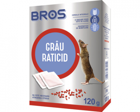 Insecticide - Grau raticid impotriva soarecilor si a sobolanilor, Bros, 120 gr