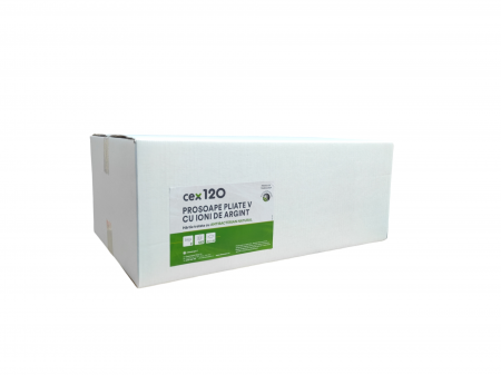 Prosoape pliate - Prosop pliat V cu ioni de argint, alb, 120 buc, 20 pach/bax