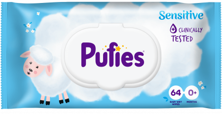Ingrijire bebelusi - Servetele umede Pufies Sensitive, 64 buc/set