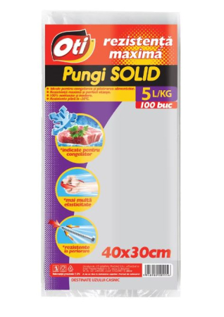 ACCESORII CURATENIE - Pungi alimentare OTI Solid transparente, 5L/kg, 40 x 30 cm, 100 buc/set