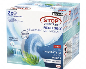 Odorizante Speciale - Rezerva absorbant de umiditate Ceresit Aero 360°, Prospetimea Cascadei, 2x450 g
