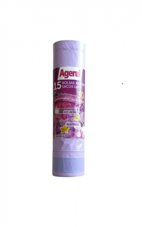 Saci de menaj - Saci gunoi parfumati mov, 30 L, 15 buc/ rola