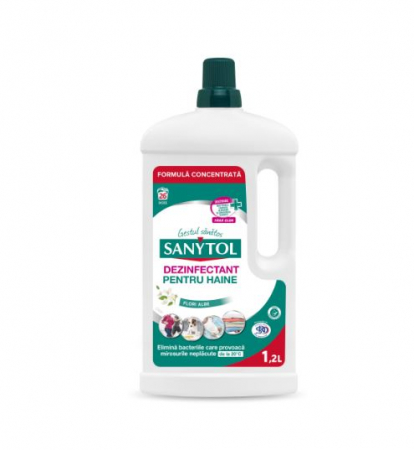 Detergent de rufe - Sanytol dezinfectant haine, Flori albe 1.2 L