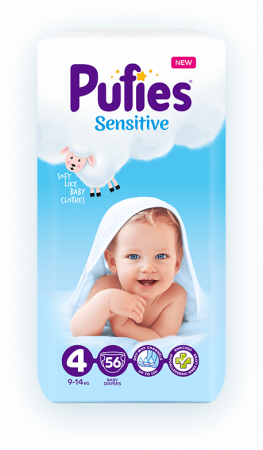 Ingrijire bebelusi - Scutece Pufies Sensitive 4, 56 buc