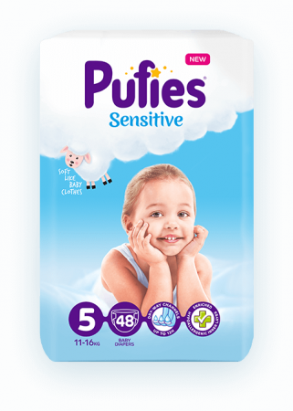 Ingrijire bebelusi - Scutece Pufies Sensitive 5, Junior, 48 buc