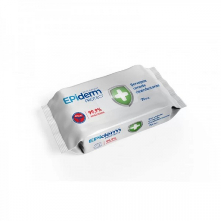 COSMETICE, INGRIJIRE PERSONALA - Servetele umede dezinfectante, Epiderm Protect, 72 buc