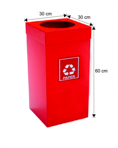 Seturi metalice - Cos colectare selectiva, rosu, metalic, 54 L