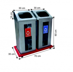 COLECTARE SELECTIVA - Set 2 cosuri colectare selectiva cu cadru metalic, inox, 108 L
