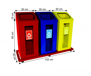 Seturi metalice - Set 3 cosuri colectare selectiva cu cadru metalic, 162 L
