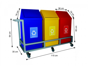 Seturi metalice - Set 3 cosuri colectare selectiva cu capac batant, 234 L
