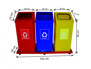 Seturi metalice - Set 3 cosuri colectare selectiva, metalic, 162 L