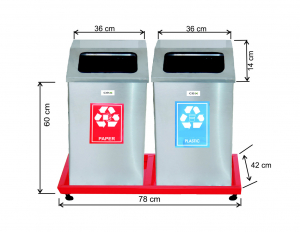 Seturi metalice colectare selectiva - Set 2 cosuri colectare selectiva, inox, 156 L