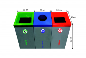 Seturi metalice colectare selectiva - Set 3 cosuri colectare selectiva, inox, 162 L