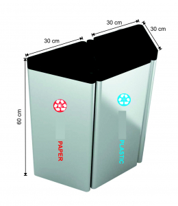 Seturi metalice colectare selectiva - Set 3 cosuri colectare selectiva, inox,  81 L