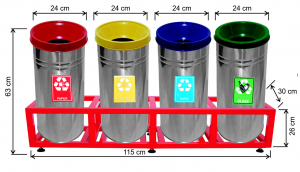 Seturi metalice colectare selectiva - Set 4 cosuri colectare selectiva, inox, 108 L