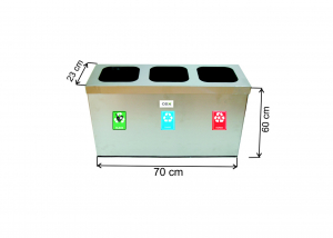Seturi metalice colectare selectiva - Set cos colectare selectiva cu 3 sectiuni, inox, 97 L
