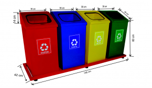 Seturi metalice - Set 4 cosuri colectare selectiva, metalic, 312 L