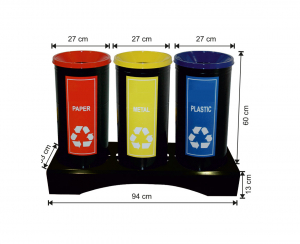 Seturi metalice - Set 3 cosuri colectare selectiva, metalic, 102 L