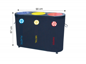 Seturi metalice - Set 3 cosuri colectare selectiva, metalic, 81 L