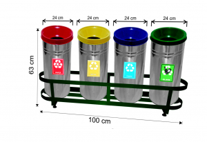 Seturi metalice colectare selectiva - Set 4 cosuri colectare selectiva,inox, ~ 114 L