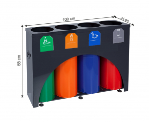 Seturi metalice - Set 4 cosuri colectare selectiva, metalic, ~ 150 L