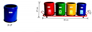 Seturi metalice - Set 4 cosuri colectare selectiva, 12 L