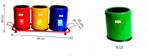 Seturi metalice - Set 3 cosuri colectare selectiva, 15 L