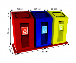 Seturi metalice - Set 3 cosuri colectare selectiva cu cadru metalic, 234 L