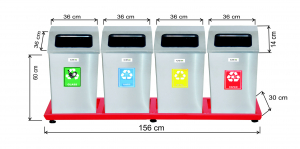 Seturi metalice colectare selectiva - Set 4 cosuri colectare selectiva, inox, 148 L