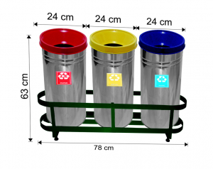 Seturi metalice colectare selectiva - Set 3 cosuri colectare selectiva,inox, ~ 85 L