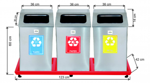 Seturi metalice colectare selectiva - Set 3 cosuri colectare selectiva, inox, 234 L