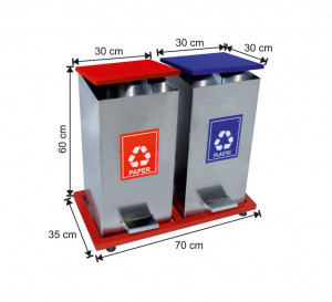 Seturi metalice colectare selectiva - Set 2 cosuri colectare selectiva cu pedala, inox, 108 L