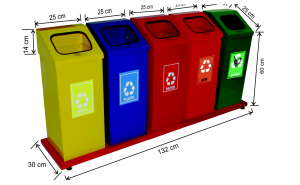 Seturi metalice - Set 5 cosuri colectare selectiva, metalic, 190 L