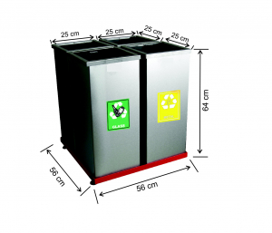 Seturi metalice colectare selectiva - Set 4 cosuri colectare selectiva, inox, 160 L